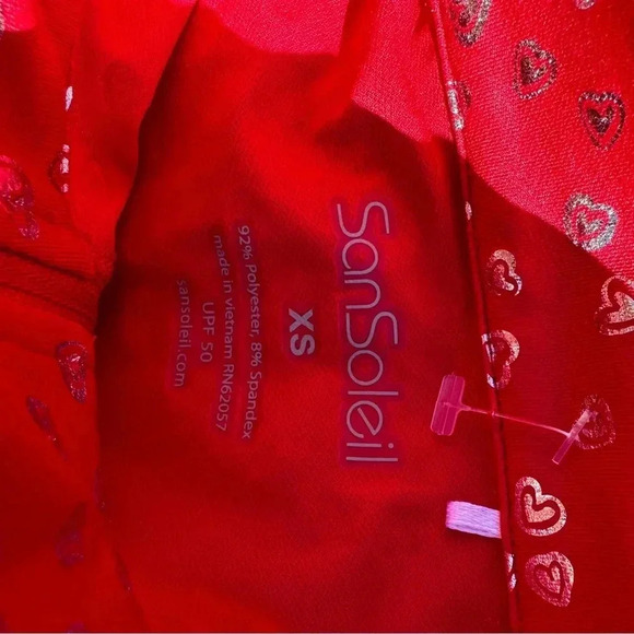 SanSoleil Sun Shirts Red Silver Heart Xs - Picture 3 of 3